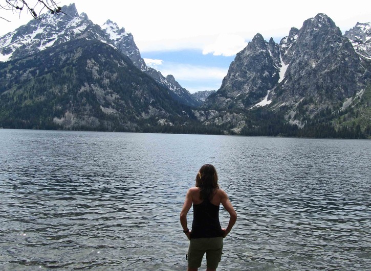 At Jenny Lake, looking at the Tetons