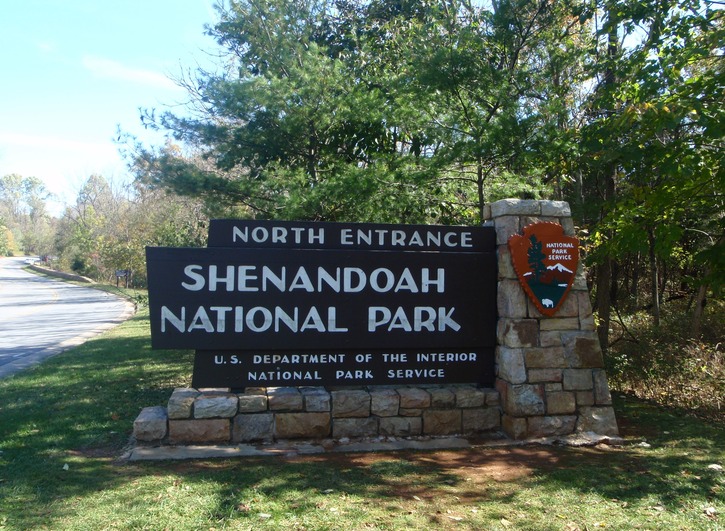 Shenandoah National Park sign