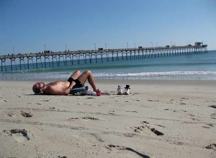 Sunbathing on Emerald Isle